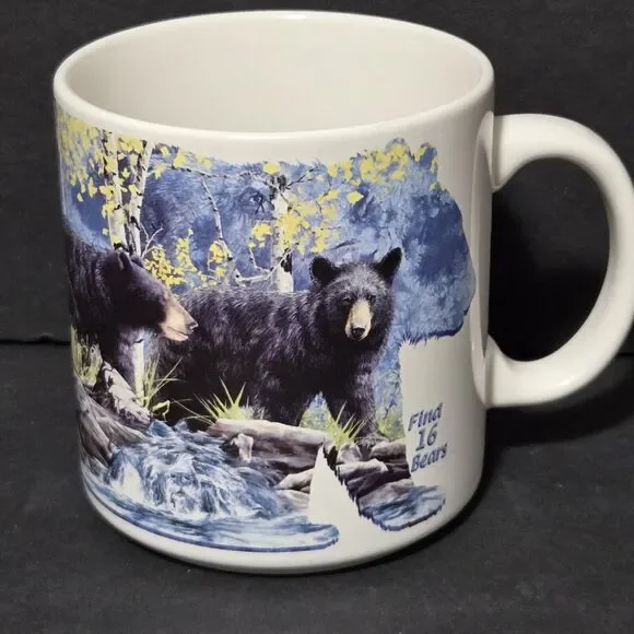 Bears Ceramic Mug By Gardner ~ Hidden Images Mug Collection~Find 16 Bears - Picture 1 of 10